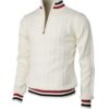 S03dc843e822c4ca98a092758a6689d699.jpg Thickened version2025 Autumn and Winter Men's Quarter-Zip Sweater Pure Cotton Mock Neck Knit Long Sleeve Pullover Sweater 560G