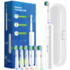 S03edfdcac6d74a249dbbcb0acf5a0fa8k.jpg Smart Rotating Electric Toothbrush, Round Head Rechargeable Electric Toothbrush with 6 Heads, Compatible with Oral B Brush Heads