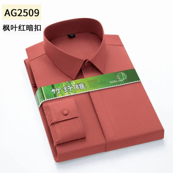 S0409514ba2c3428d846fcf0688410a52F.jpg Hidden Placket Shirt Bamboo Fiber Micro Elasticity Casual Shirts Men Long Sleeve Slim Fit Easy Care Business Anti-wrinkle 6XL