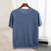 S04ebd3e6f81247d1919e0b92845a1549e.jpg 2025 Spring/Summer New Fashion O-Neck Knit Short Sleeve Spliced Business Casual T-Shirts Men's Clothing Loose Tops England Tees