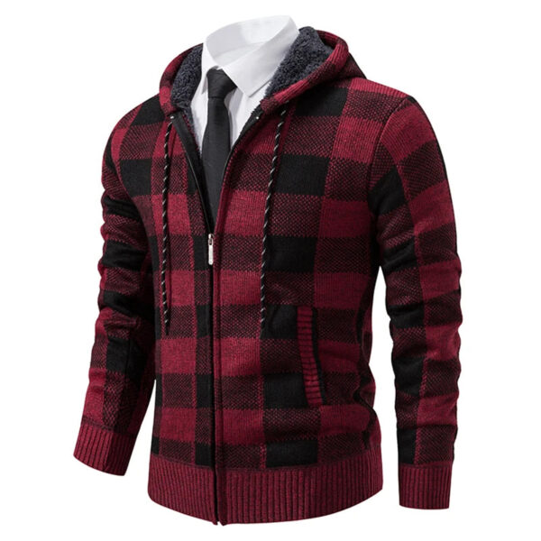 S052f9f5c490046269b6d9eeb5c83601aO.jpg Autumn Winter Men's Cardigan Fashion Plus Velvet Padded Knit Jumpers Male Sweater Hooded Plaid Korean Luxury Brand Coat