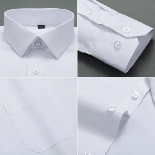 S05eaec08165445a7a3c30142c21b7f3ae.jpg Men Formal Shirt Long Sleeve Office Solid Color Anti-Wrinkle Fashion Business Pocket White Social Pocket Shirts 5XL 6XL 7XL