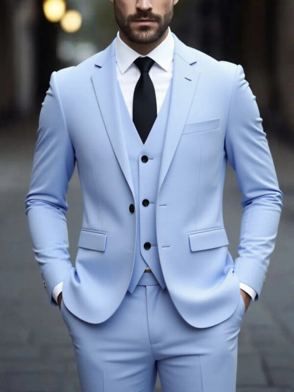 S062b7943e36f4667a924dec67db80eb90.jpg Men's Three-Piece White Suit, Anti-Wrinkle, No-Iron, Anti-Stick Fur Business Formal Suit, Four-Season Workplace Work Clothing Dr