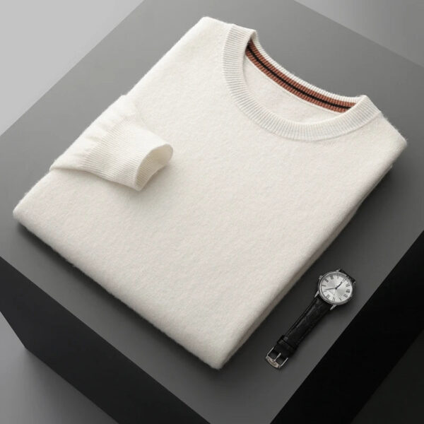 S06a1ff237faa40a88ac4c778af240a03Y.jpg Autumn Winter Men's O-Neck Pullover Sweater 100% Cashmere Simple Basic Knitwear Cashmere Solid Color Clothing Casual Warm Tops