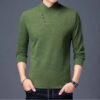 Double Sided Velvet Men Casual Sweater Fashion Versatile Autumn Winter Long Sleeve Solid Embroidered Button Bottoming Pullovers