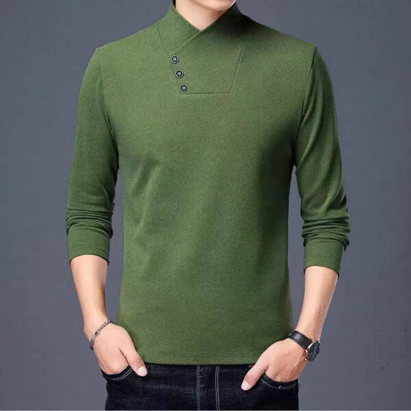 Double Sided Velvet Men Casual Sweater Fashion Versatile Autumn Winter Long Sleeve Solid Embroidered Button Bottoming Pullovers