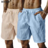 S06ff12d6a9be4a00adc51839bea19646T.jpg Summer New Men's Breathable Shorts Hawaii Beach Short Pants Male Solid Color Trousers Loose Lightweight Short Streetwear