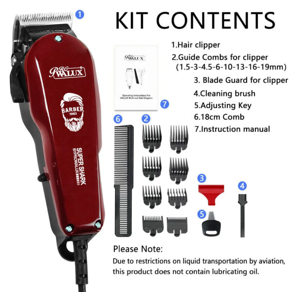 S070596c955634fc78a10177eb80041e4X.jpg WALUX Professional Men's Hair Clipper Classic Red 10W Powerful Corded Trimmer with Adjustable Taper Lever Hair Cutting Tool
