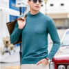 S088ba9a986344c17a841bb067abc9400t.jpg Luxury Brand Men's Mock Collar 100% Pure Woolen Sweater Tops Autumn Winter Cashmere Sweater Pullover Male Warm Knitwear Sweater
