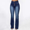 S08c4367b9aec48e9a8ba3aa1a3f1dbb9l.jpg Europe and The United States Slim High Waist Breasted Jeans, Women's Spring and Autumn Fashion Wash Slightly Flared Pants Jeans