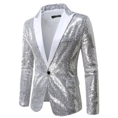 S08d4fdc193974a32ba3d93a9740a60fel.jpg Fashion Men Luxurious Sequin Plaid Suit Jacket Gold / Silver Singer Host Stage Party Loose Dress Blazer Coats