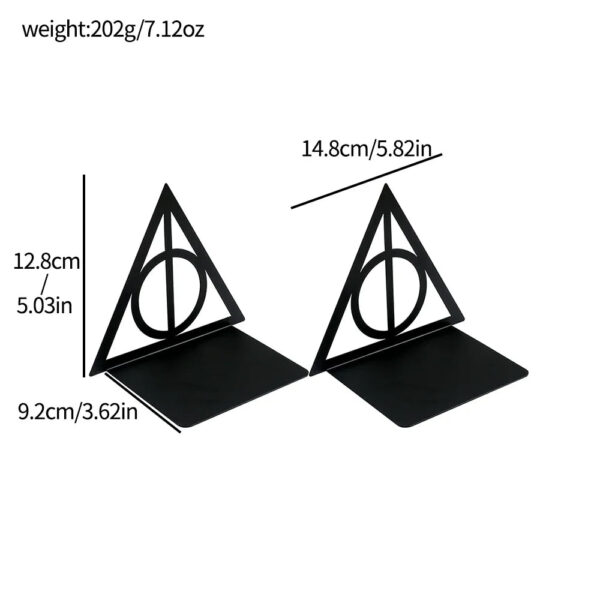 Triangle graphic book end, metal heavy-duty book end, fan organized desktop, home office, iron book end