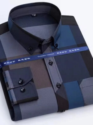 S09b0959224eb4953af668ded78e0dff1s.jpg Men's Long Sleeved Shirt Hot Selling Spring Autumn Wrinkle Free Long Sleeve Stylish Business Casual Printe Thin Slim Fit Clothes
