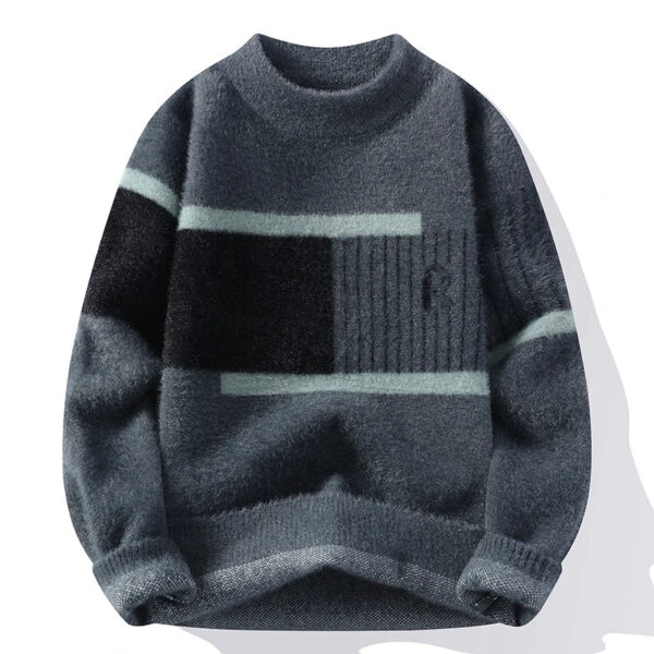 S09ef093b12b54326aaed0d27e21e7069a.jpg Men's Printed Street Fashion Casual Sweaters 2025 Autumn Winter Slim Fit Men Sweater Thicken Warm Wool Pullovers Full
