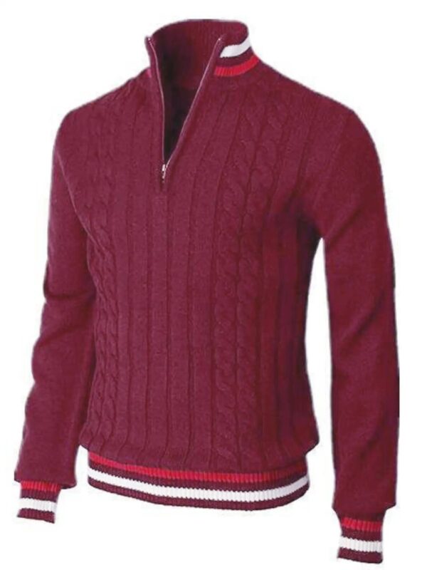 S0a7466f8d4e64953b5f6b5f96bda58bcx.jpg Thickened version2025 Autumn and Winter Men's Quarter-Zip Sweater Pure Cotton Mock Neck Knit Long Sleeve Pullover Sweater 560G