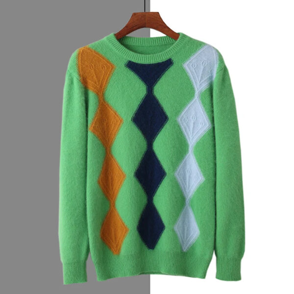 New cashmere men's round neck in autumn and winter Korean version of mink cashmere sweater thickened leisure warm wool knitted b