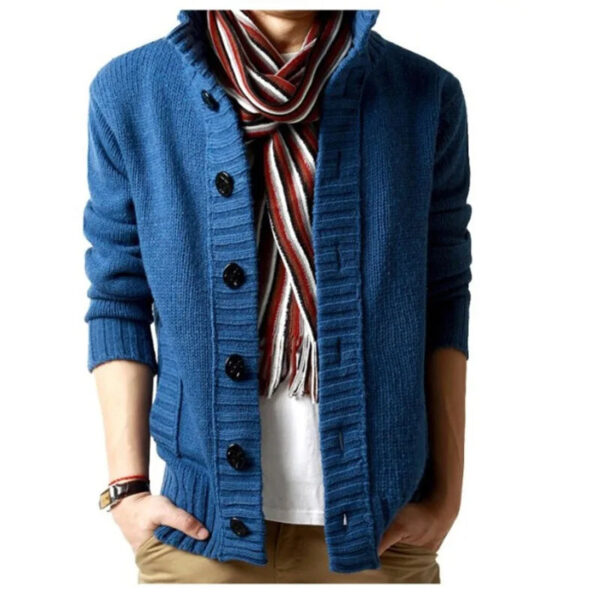 Cardigan Solid Men Single Breasted Sweater Turn Down Collar Sweaters Long Sleeve Loose Fit High Street Buttons Slight Strech