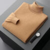 Autumn Winter New Men's 100% Cashmere Sweater Lapel Knitted Pullover Lightweight Warm Long Sleeve Solid Color Tops