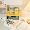Simple Table Top Folding Storage Basket Decorative Plastic Storage Box Stationery Cosmetics Toy Stackable Storage Box