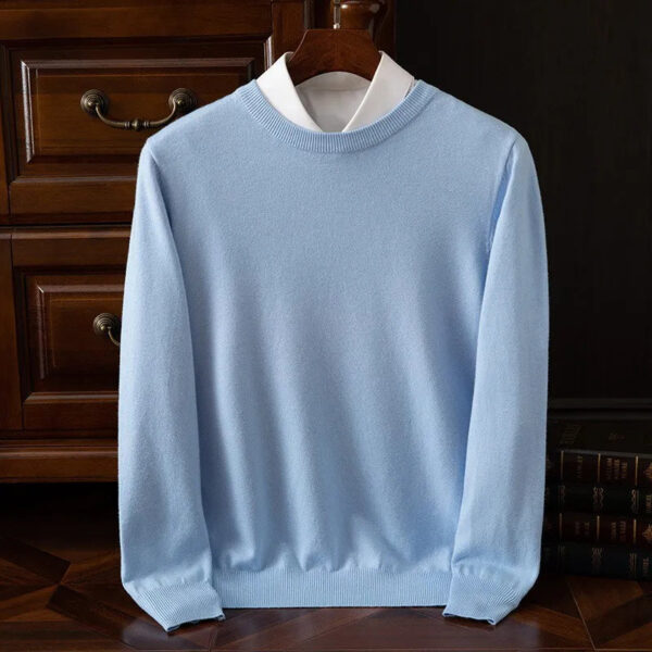 S0c206168542f441f8d573f8c69e4acadC.jpg Men's 100% Cashmere Sweater O-Neck Pullovers Knit Large Size Wool Sweater Winter New Tops Long Sleeve High-End Jumpers