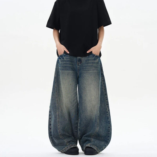 S0ce775e0068e456ea279e9eddadf5e3dP.jpg 2025 Spring New Men's Jeans Oversized Wide Leg Pants Loose Vintage Patchwork Lightning Cracked Denim Trousers Streetwear Male