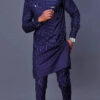Men's chic casual white geometric print two-piece suit