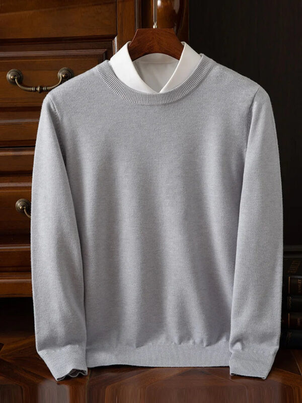 S0d5315f08cca4d018babdafcd210b227G.jpg Choice Men's Wool Sweater Autumn Winter New Round Neck Pullover Loose Solid Color Bottoming Shirt Long Sleeve Smart Casual Tops