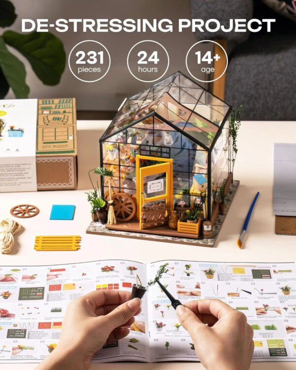 S0d7af0babd414bc581ba0564deab3982c.jpg Robotime Mini Green House Cathy's Flower House DIY Dollhouse Wooden Miniature Furniture Kit with LED Best Birthday Gifts