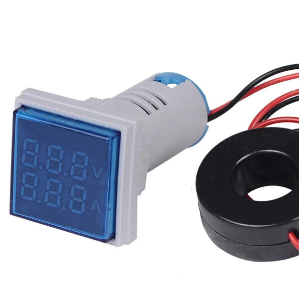 S0da34416271845aa89a1523fd190d44b6.jpg Mini Digital Voltmeter Ammeter 22mm Square AC 20-500V 0-100A Amp Volt Voltage Tester Meter Dual LED Indicator Pilot Lamp Light