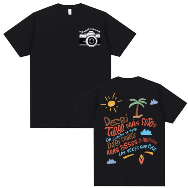 Bad Bunny Debi Tirar Mas Photo DTMF Album T-shirt Men's Women's Harajuku Style Short Sleeved Casual Cotton Oversized T-shirt