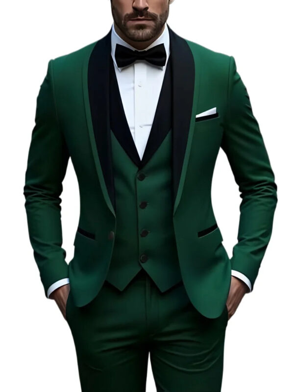 S0e9ee736f50d444ea1e86d63a9cbf6da7.jpg White Slit Mens Suits 3 Piece Black Shawl Lapel Casual Groom Tuxedos for Wedding Groomsmen Suits Men 2025 (Blazer+Vest+Pant)