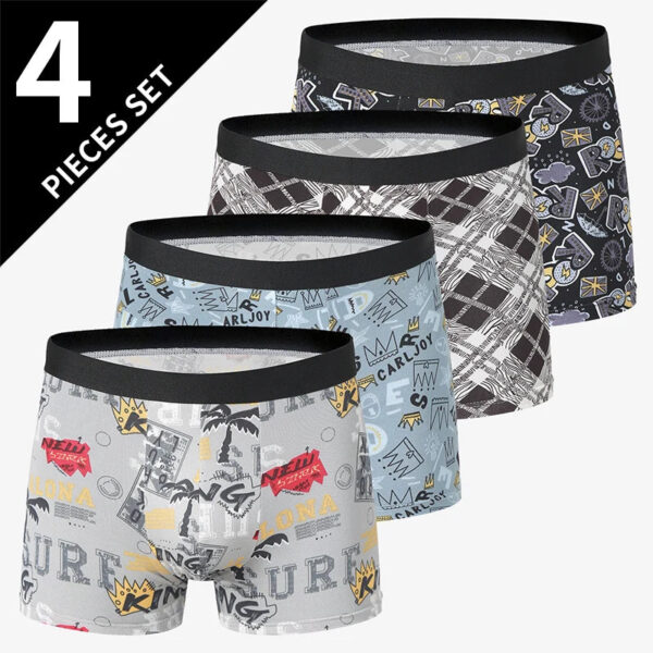 S0eaf073df8514e87821356fabc863c70B.jpg 4/5Pcs European and American Size MEN'S Printed Fashion Boyshort Comfortable MEN'S Waist plus Size Underwear Sexy Swimming Trunk
