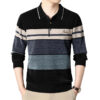 S0f2c1a208e0640e8b6f462caa960e021h.jpg Men's Lapel Sweater Fashion Striped Knitted Pullovers Autumn Winter Fleece Lined Knitwear Thickened Jumpers New Jersey
