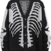 S0f846a16915f425cb5d1973bd3a00bb59.jpg Men's Skeleton Pattern Cardigan Sweaters, Gothic Long Sleeve Unisex Outwear Knitted Coats