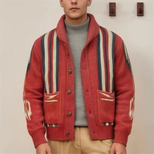 2026 Men's Autumn Winter Sweater Vintage Jacquard Long Sleeve Lapel Knitwear Men Clothes Casual Cardigan Outside Warm Jacket