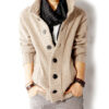 Cardigan Solid Men Single Breasted Sweater Turn Down Collar Sweaters Long Sleeve Loose Fit High Street Buttons Slight Strech