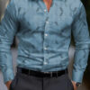 Men's shirt regular lapel shirt men's 3d printing triangle geometric printing casual street long sleeve fashion printed shirt