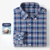 S104a5e716725482bbf47f9e27ea8d62aC.jpg New 100% Pure Cotton Oxford Men's Plaid Shirts Male Business Casual High Quality Long sleeve Shirt for Men Pocket Shirt S-5XL