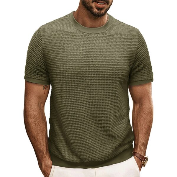 S10944a358183422ba088959b4fce798by.jpg British style Summer Solid Short Sleeve Knitted T-shirt Men Fashion O-Neck Stripe Slim Fit Tee High Quality Men Clothing