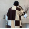 S10d3f74ba168432f8717ab5b1e3638663.jpg Plaid Sweater Men Spring and Autumn New Splicing Pullovers O-Neck Fashion Loose Minimalist Casual Long-sleeved Knitted Tops