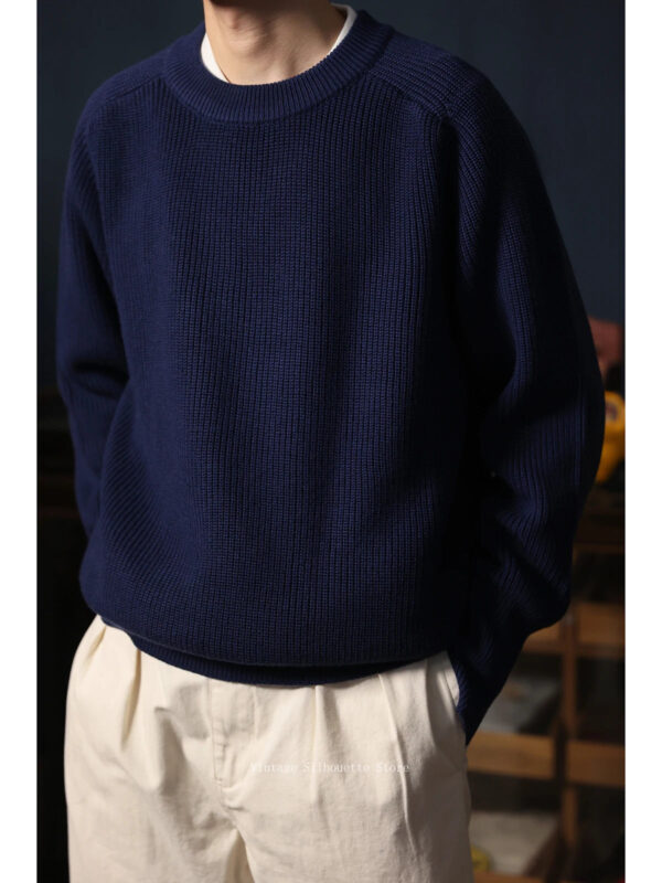S10fd5447704548679e9054cdd0bb3a64E.jpg Classic Raglan Sleeve Crewneck Sweater Vintage Style Men's Wool Blend Knitted Pullover Jumper Thick