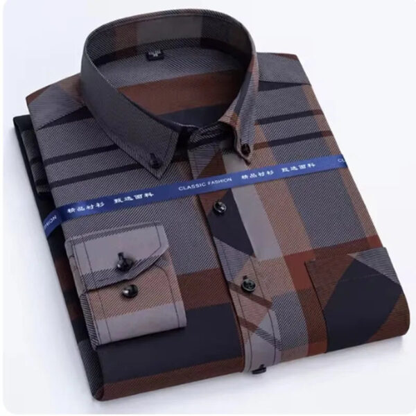 Men's Long Sleeved Shirt Hot Selling Spring Autumn Wrinkle Free Long Sleeve Stylish Business Casual Printe Thin Slim Fit Clothes