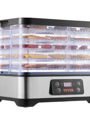SucceBuy 5 Tray Food Dehydrator Machine 300W Stainless Steel Electric Food Dryer w/ Digital Adjustable Timer & Temperature