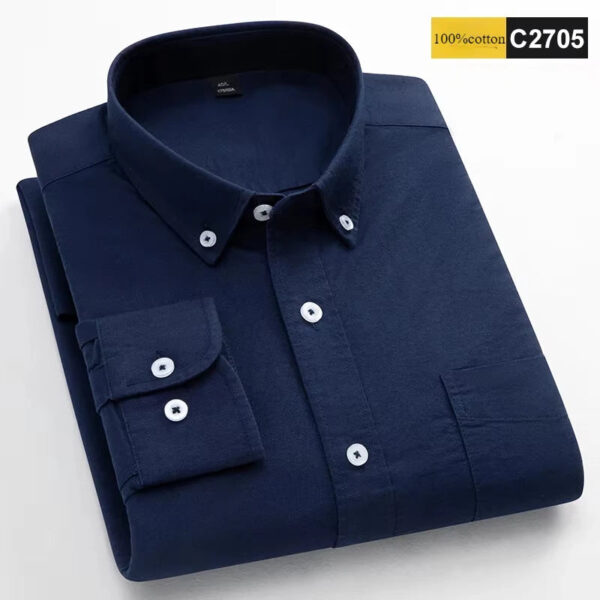 S122c589e476f445c8a2e11d05f6738adO.jpg New in shirt 100%cotton long-sleeve shirts for men fashion Casual plain shirt solid color Oxford single pocket top white clothes
