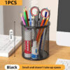 S124d58a733ea42c998164c9abb206dacH.jpg Container Desk Organizer Container Black Desktop Metal Pen Holders Mesh Pencil Cup Pen Case