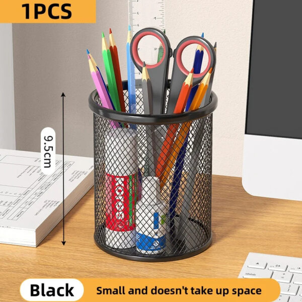 S124d58a733ea42c998164c9abb206dacH.jpg Container Desk Organizer Container Black Desktop Metal Pen Holders Mesh Pencil Cup Pen Case