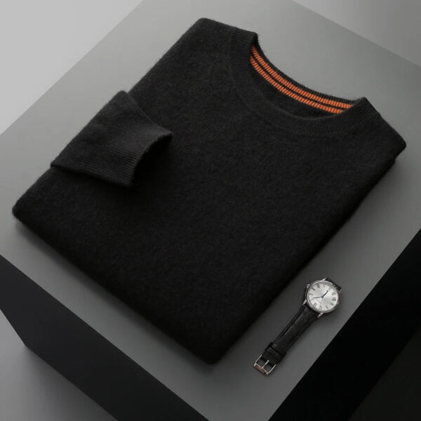 S127ca645e9d94c39b044a7dec3e5a404c.jpg Autumn Winter Men's O-Neck Pullover Sweater 100% Cashmere Simple Basic Knitwear Cashmere Solid Color Clothing Casual Warm Tops