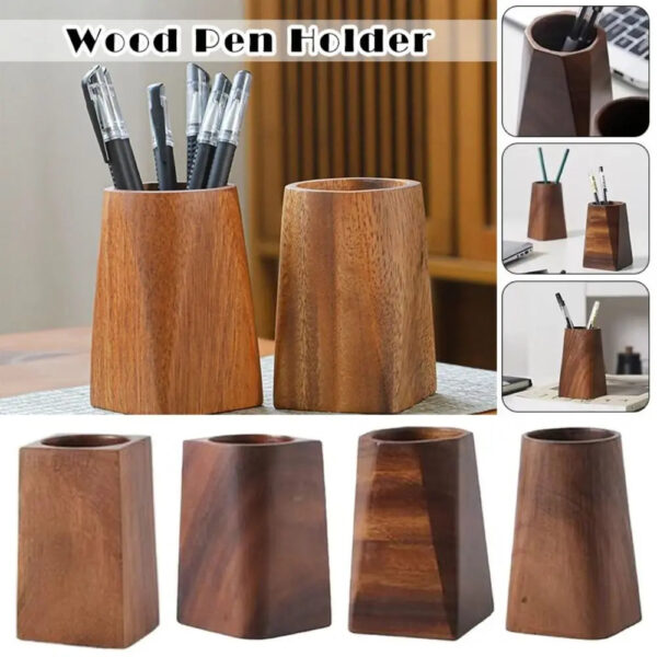 S1285f8489c4d4c73820ecbf4a833fa666.jpg New Wood Pen Holder Large-capacity Portable Stationery Storage Holder Pen Container School Office