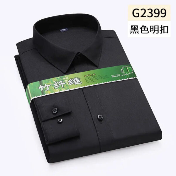 S1287004aa4004b919be0fabdf63c1d300.jpg Hidden Placket Shirt Bamboo Fiber Micro Elasticity Casual Shirts Men Long Sleeve Slim Fit Easy Care Business Anti-wrinkle 6XL