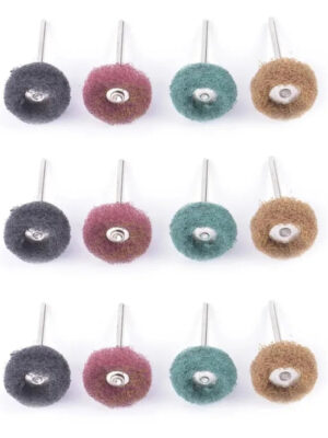 12PCS Mini Drill Abrasive Brush Nylon Buffing Polishing Wheel with 3mm Shank for Dremel Rotary Tool Accessories Set